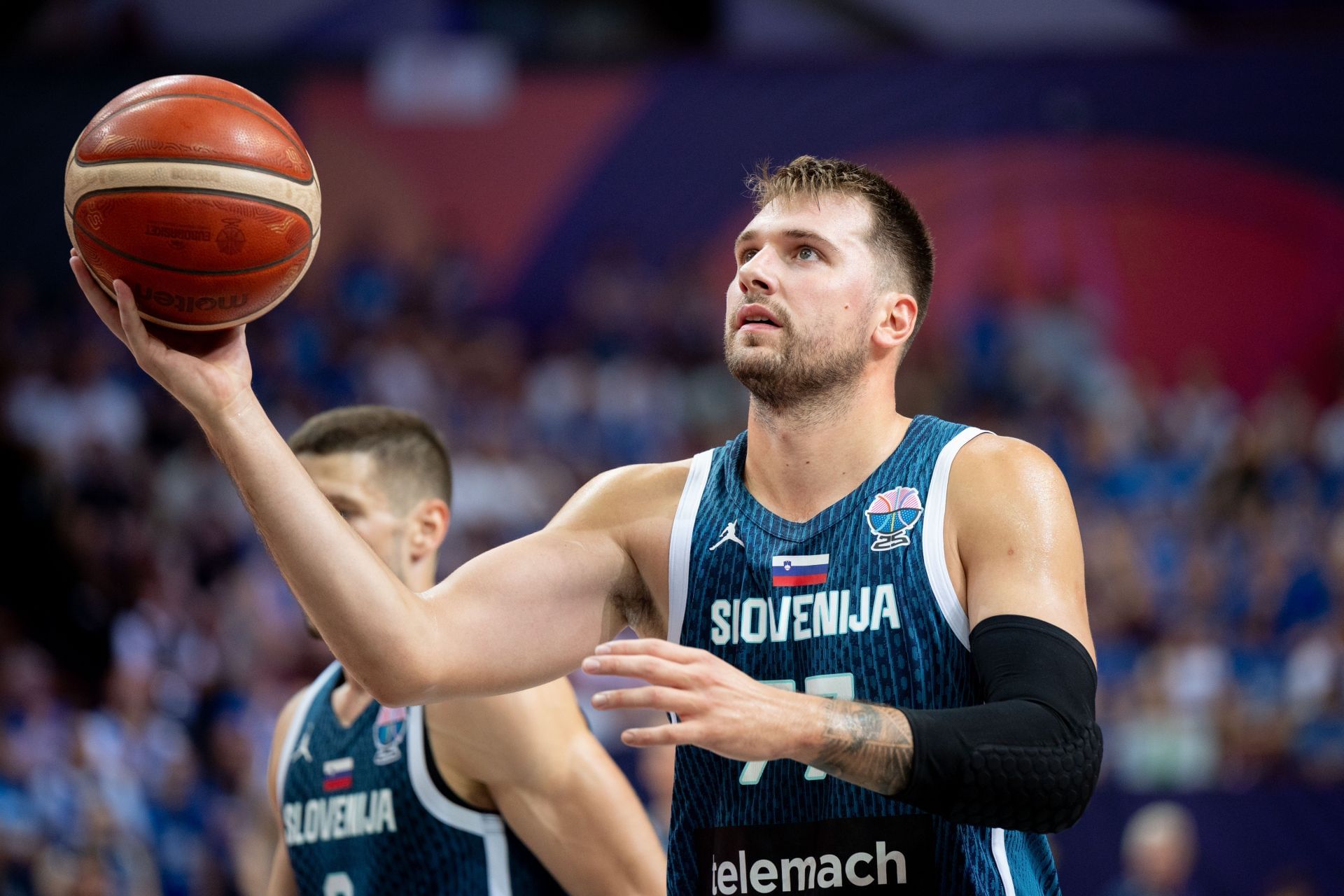 Luka Doncic plays during the FIBA EuroBasket match between Iceland and Slovenia in Katowice (Photo by Marcin Golba/NurPhoto via Getty Images)