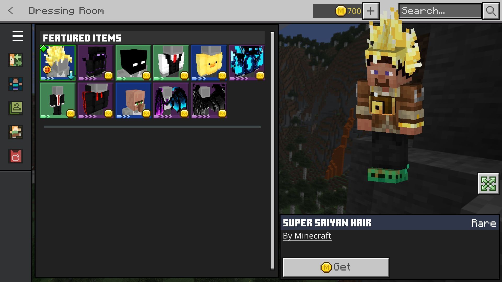 Head over to the Dressing room and claim the free Super Saiyan Hair in Minecraft Bedrock (Image via Sportskeeda Gaming || Mojang Studios)
