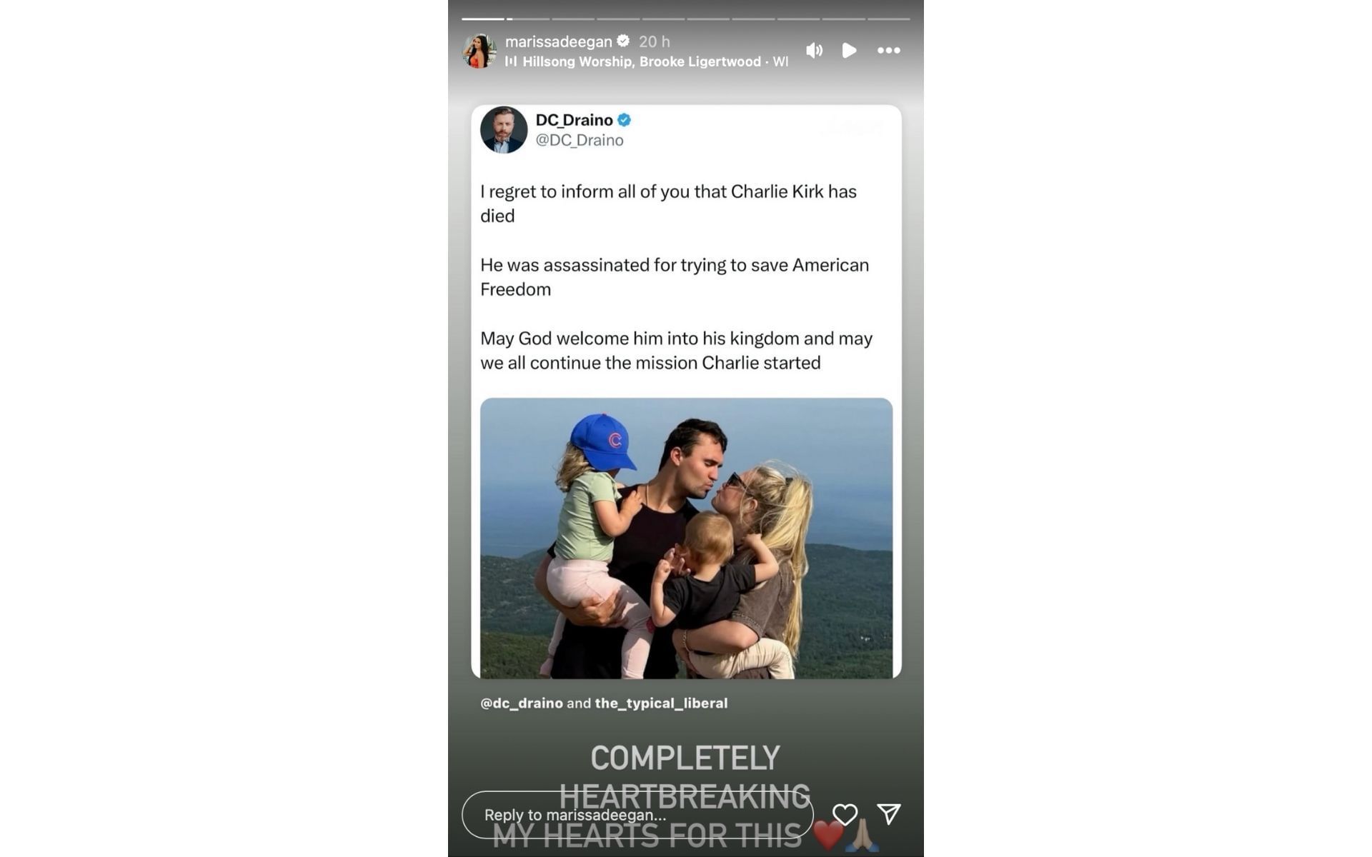 Marissa Deegan&#039;s Instagram story on September 10 | Source: Instagram/@marissadeegan