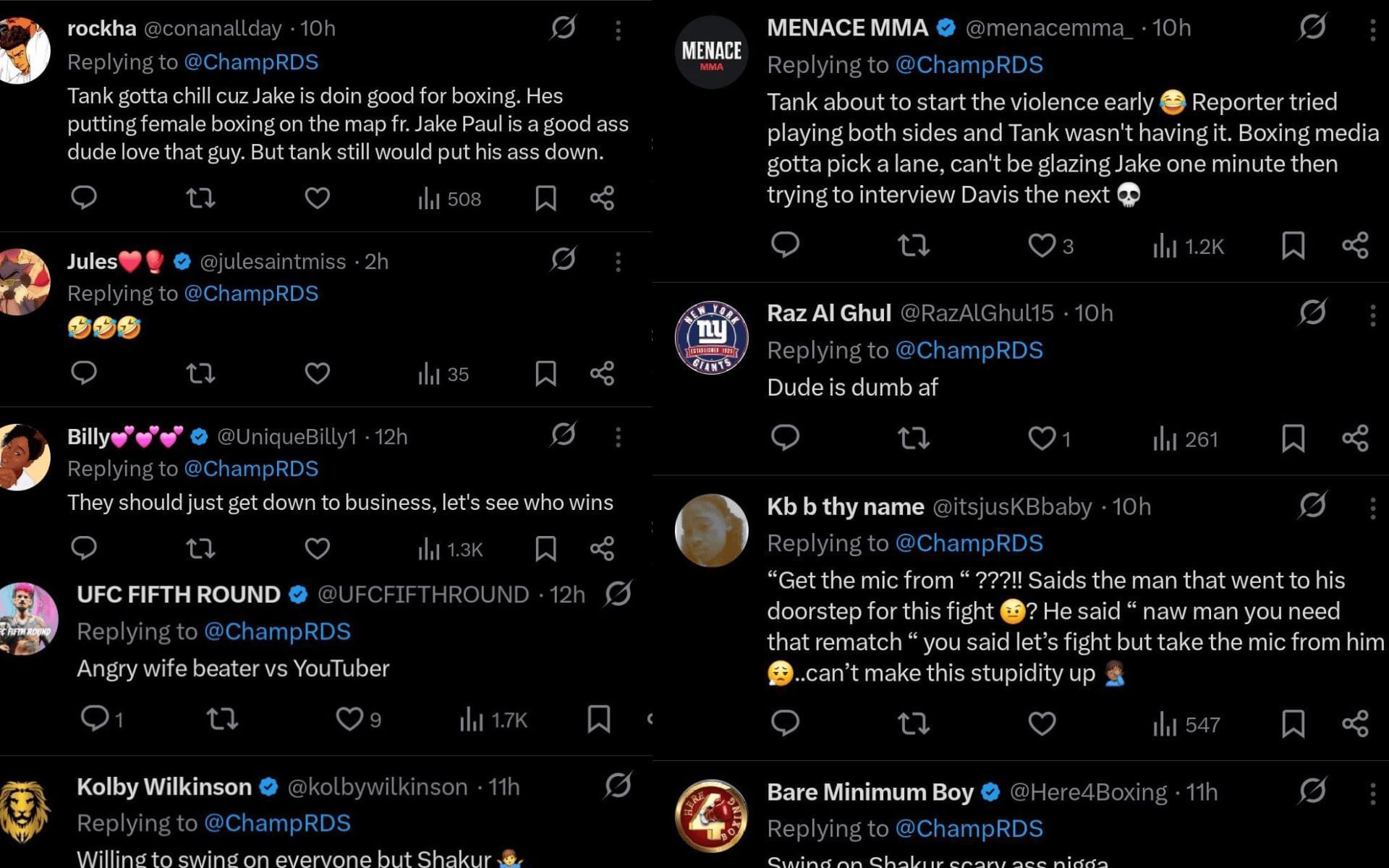 Fans&#039; reaction to Gervonta Davis slamming a reporter. [Screenshots courtesy: @ChampRDS on X]