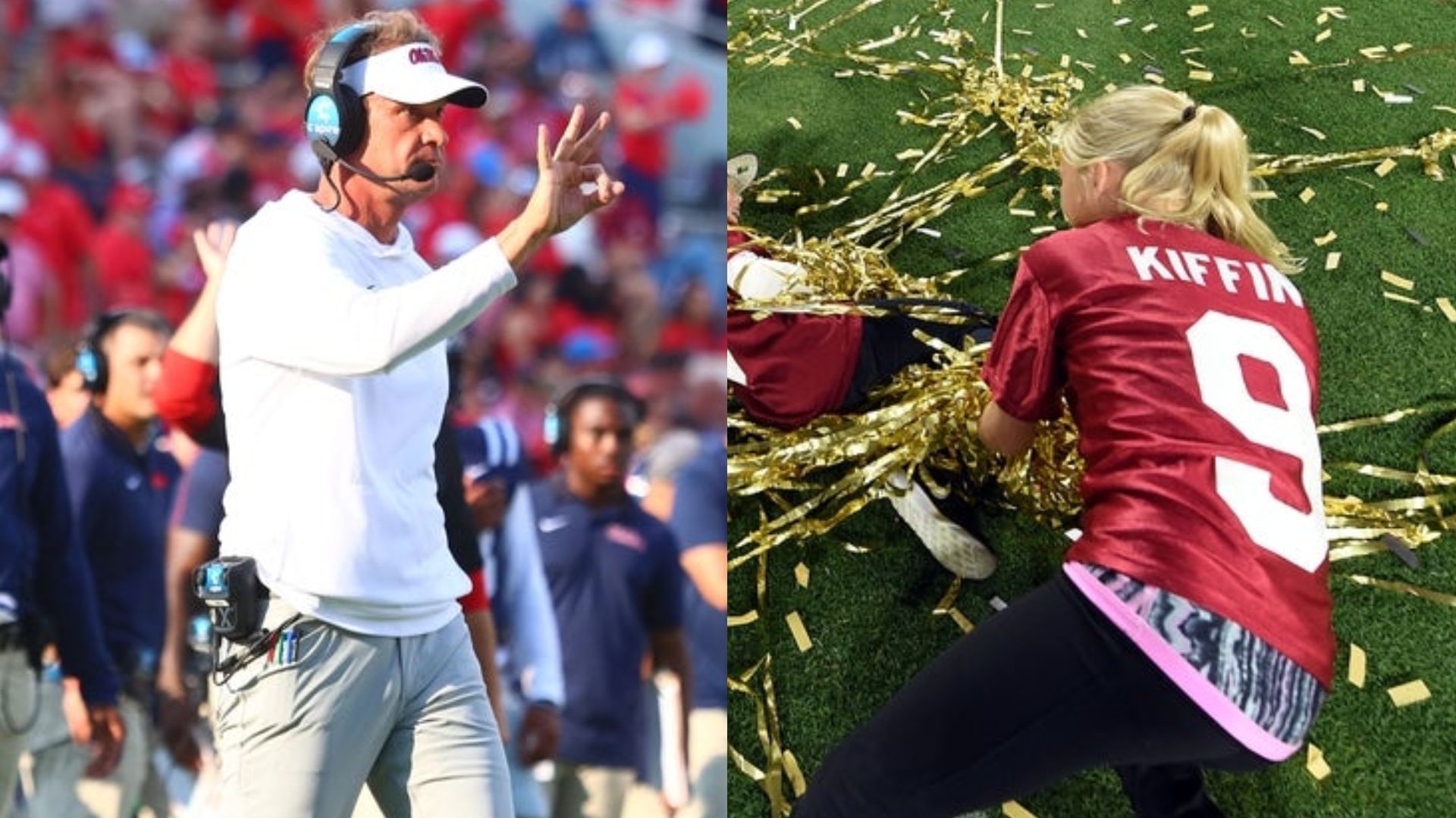 Ole Miss coach Lane Kiffin and his daughter, Landry Kiffin