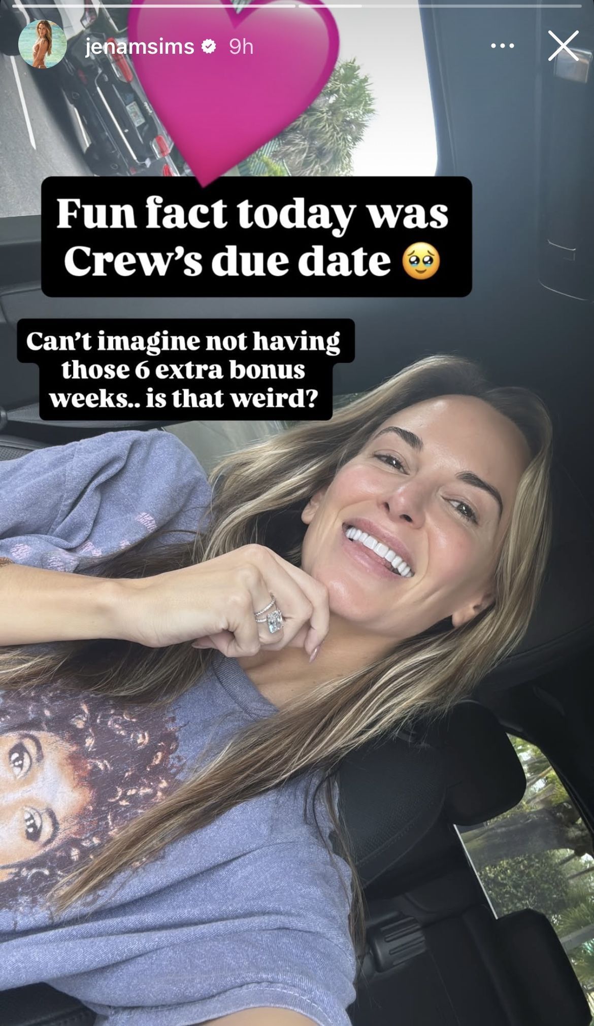 Still taken from Sims&rsquo; Instagram Story _ Source: Instagram/@jenamsims