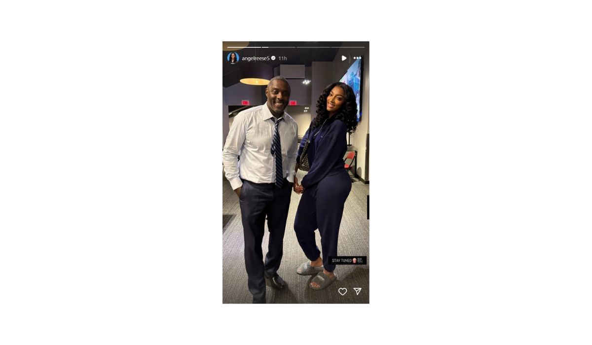 Angel Reese shares a BTS photo with Idris Elba (Source: IG)