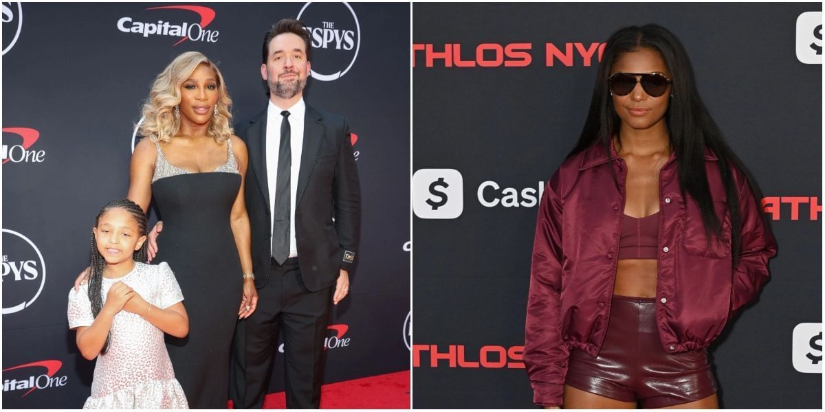 Serena Wiliams, Alexis Ohanian, Olympia and Gabby Thomas