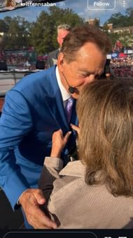 Nick Saban and his wife, Terry, on the set of College GameDay