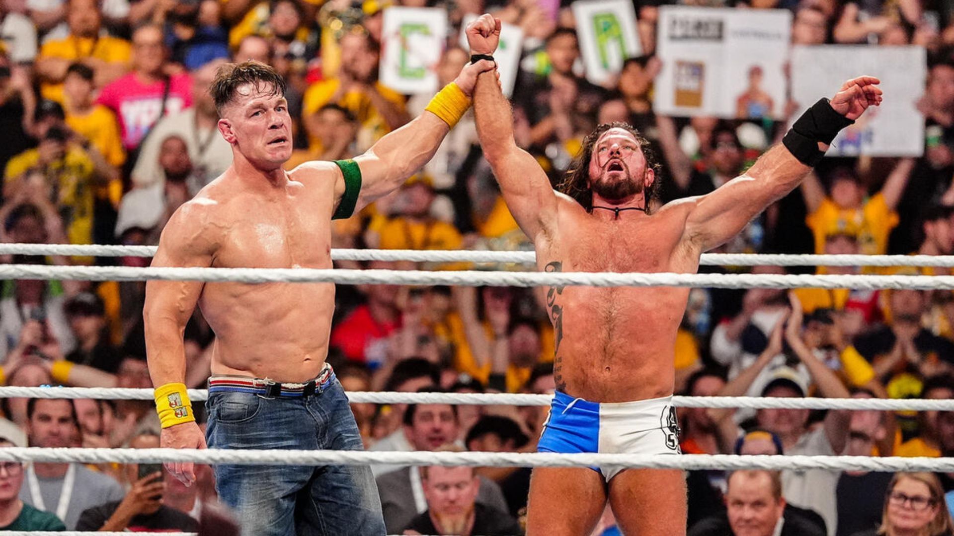 John Cena and AJ Styles at Crown Jewel 2025 [Image credits: wwe.com]