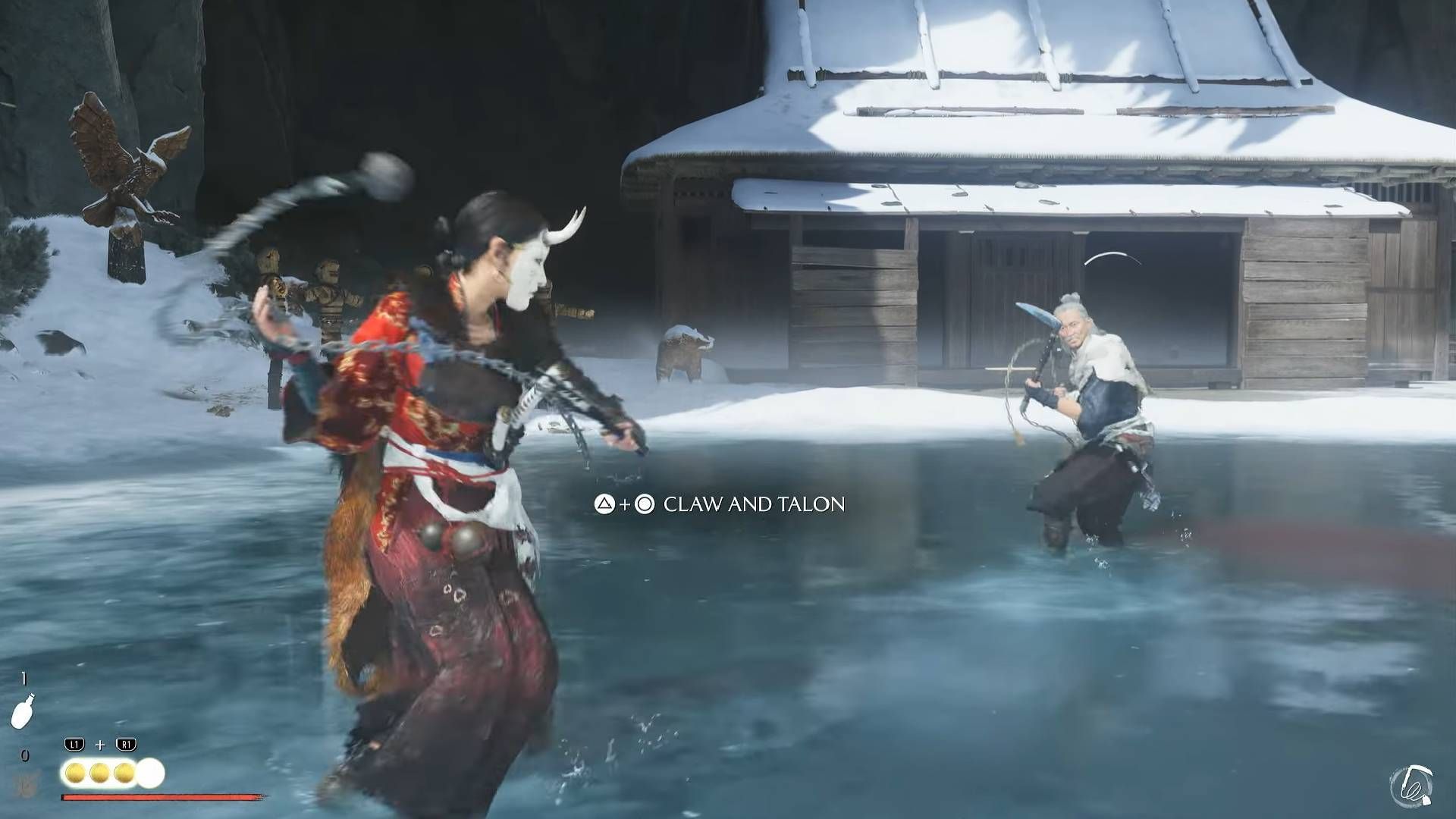 A fight with Master Enomoto (Image via Sucker Punch Productions || YouTube@WoW Quests)