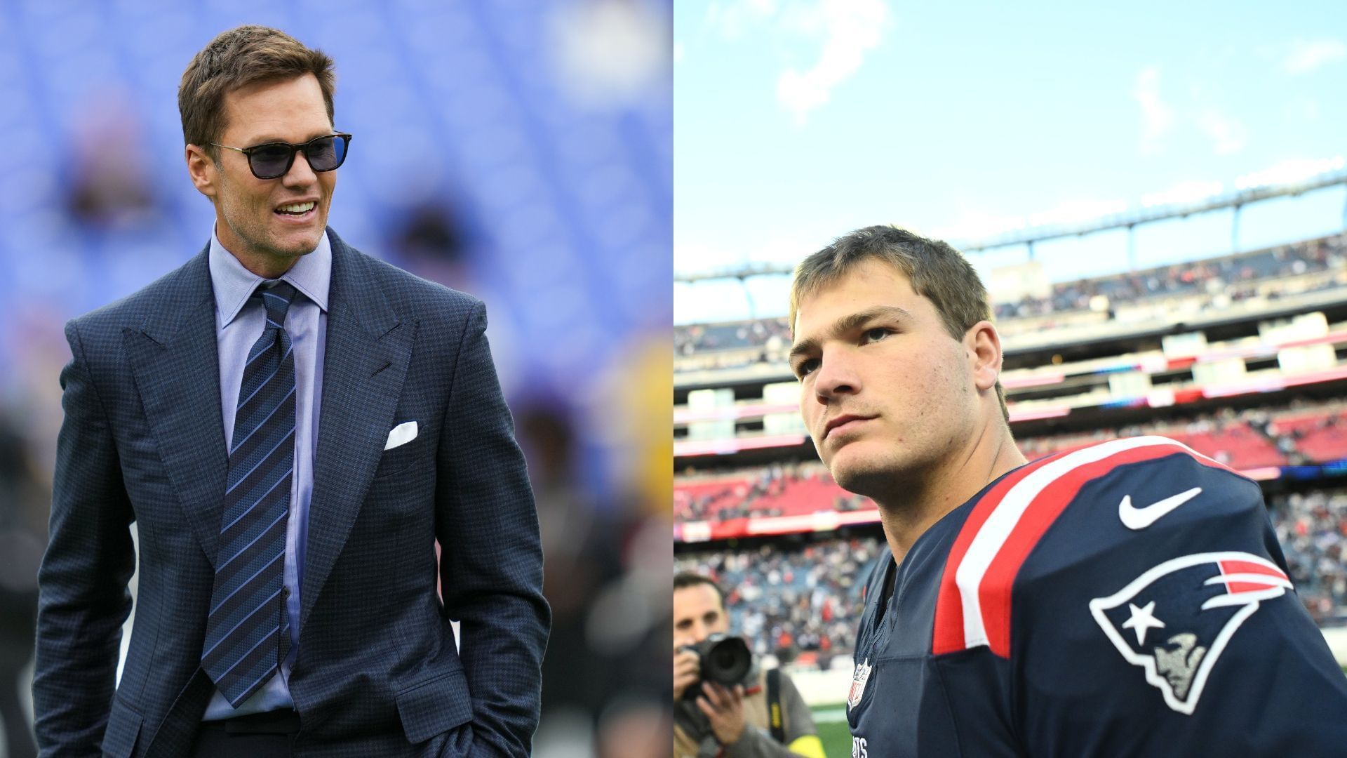 Tom Brady x Drake Maye collage