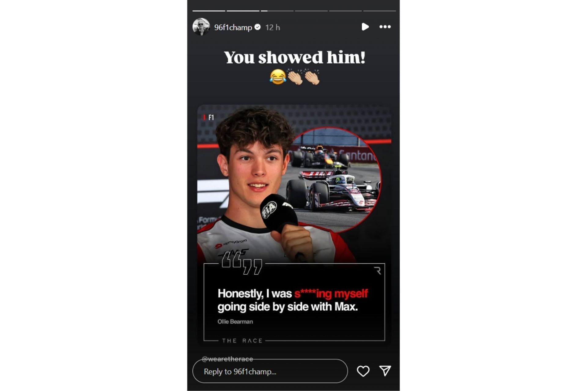 Damon Hill reacts to Oliver Bearman's comments on fighting Max Verstappen (Getty Images)