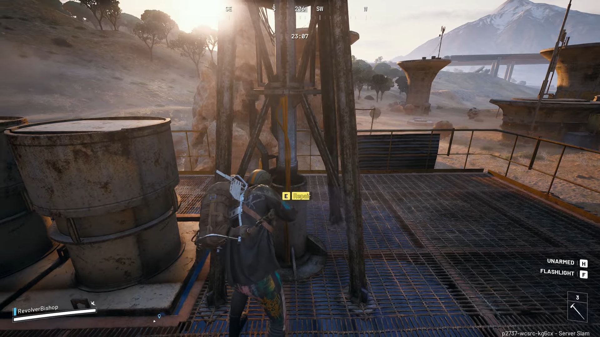 Completing the quest by repairing the antenna (Image via Embark Studios and YT.com/@nickkokimiko)