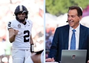 Diego Pavia wins hearts for wholesome intro with legendary Nick Saban on live TV ahead of LSU vs Vanderbilt showdown