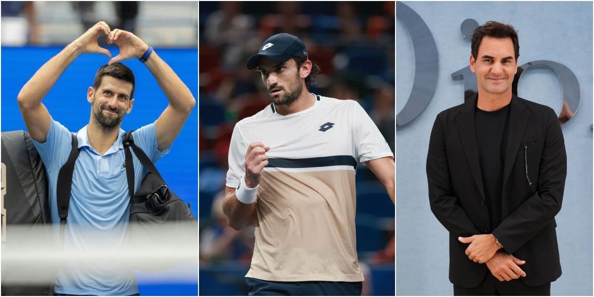 Novak Djokovic, Valentin Vacherot and Roger Federer