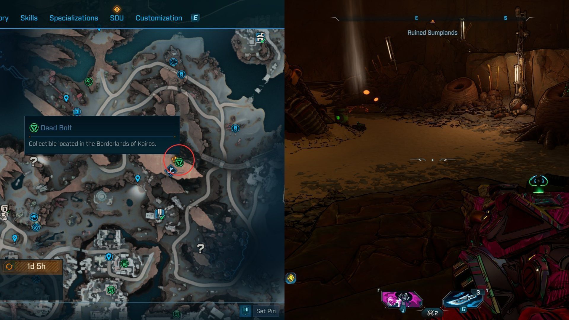 Ruined Sumplands Dead Bolt #1 location (Image via 2K)
