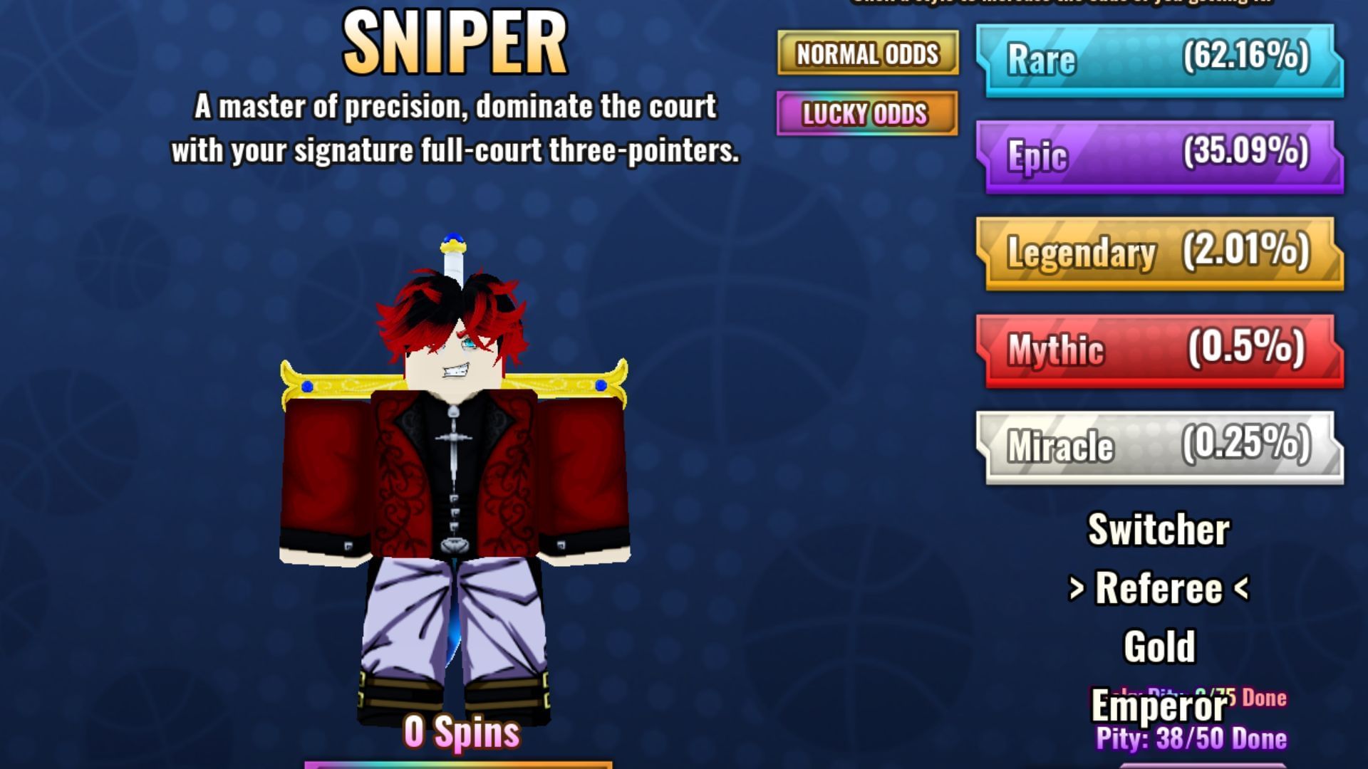 The odds of getting the Referee Style (Image via Roblox)