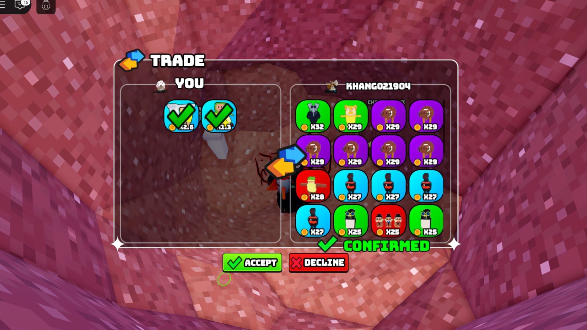 You can trade with other players in this game (Image via Roblox)