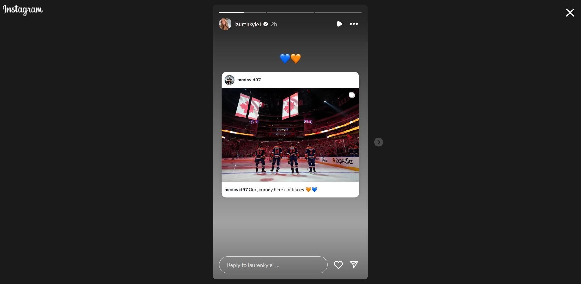Connor McDavid&#039;s wife Lauren shares her reaction as Oilers star pens two-year contract extension - Source: IG