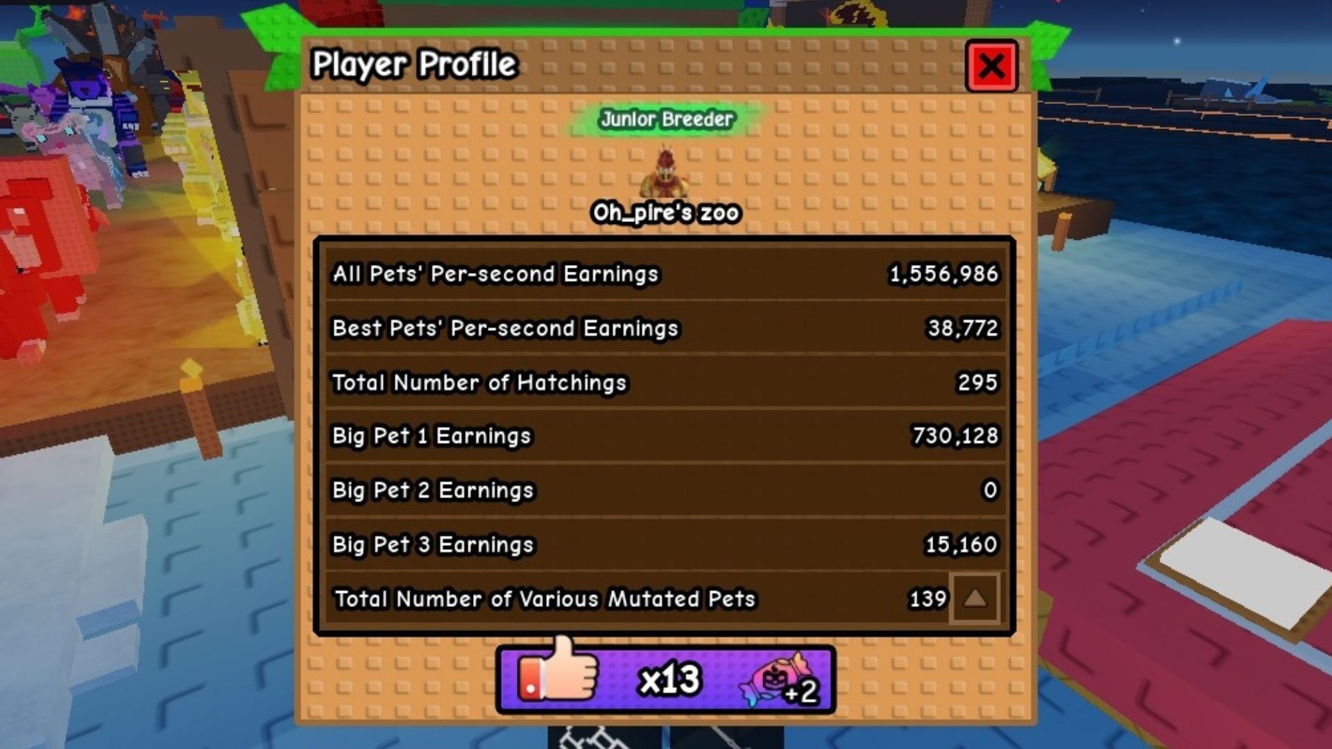 Liking other players&#039; Zoo (Image via Roblox)