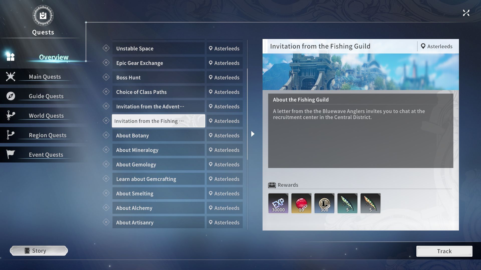 Start the fishing introduction quest (Image via A Plus)