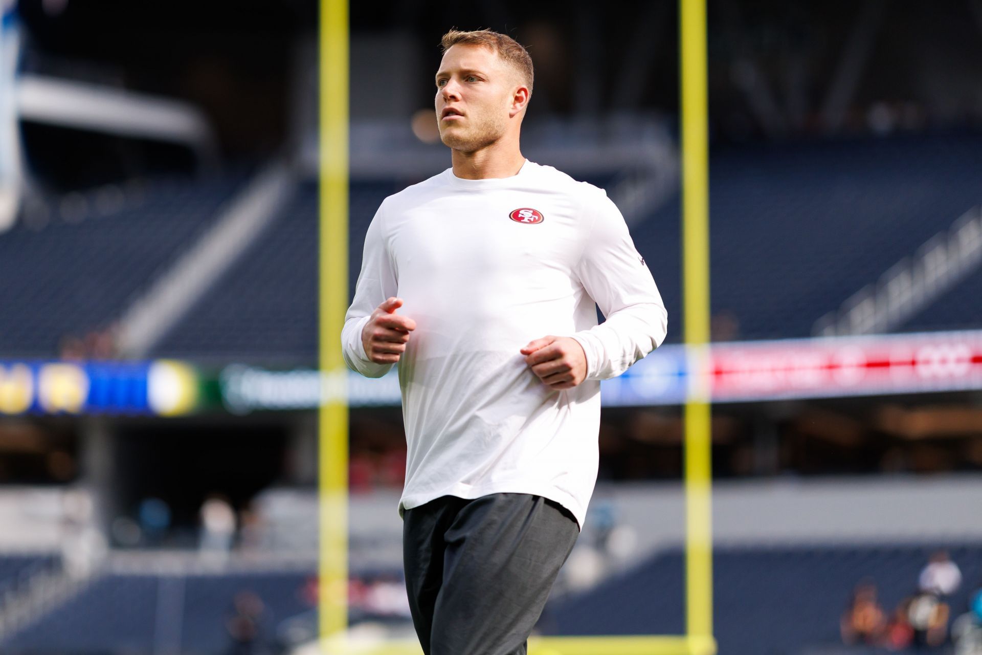 Running back Christian McCaffrey of the San Francisco 49ers - Source: Getty