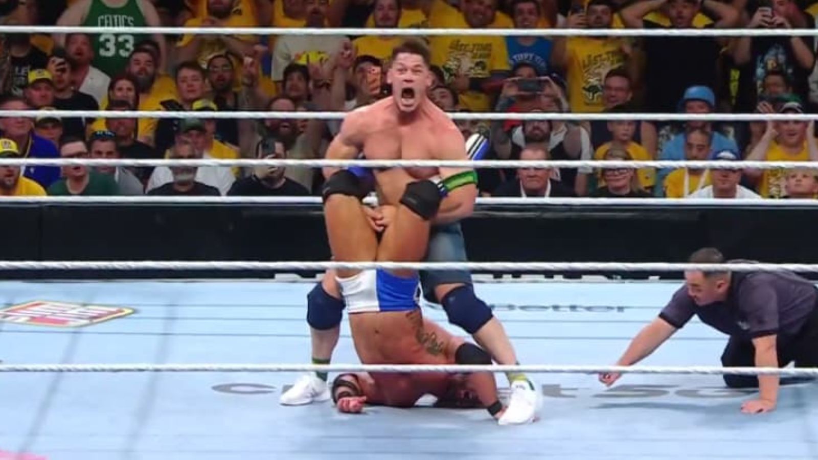 John Cena and AJ Styles at Crown Jewel