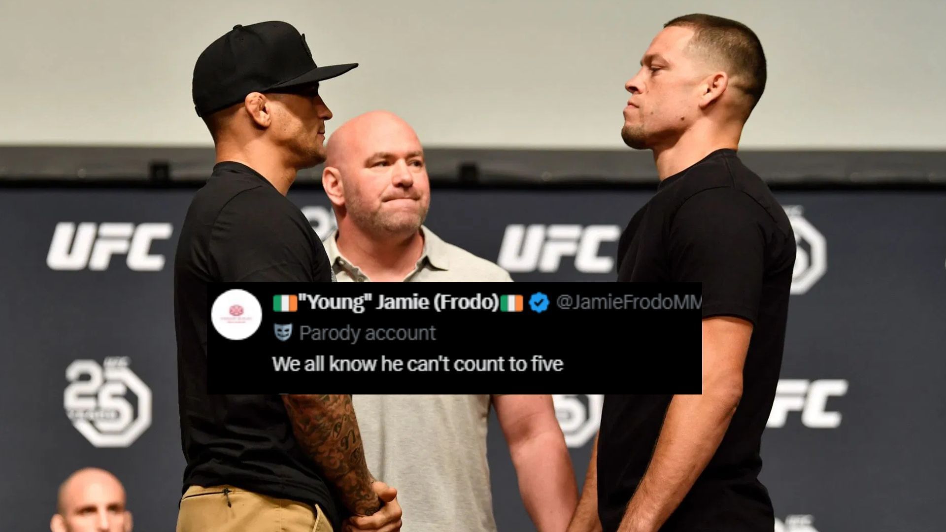Dustin Poirier (left) trolls Nate Diaz (right) with spelling bee challenge. [Images courtesy: Getty Images]