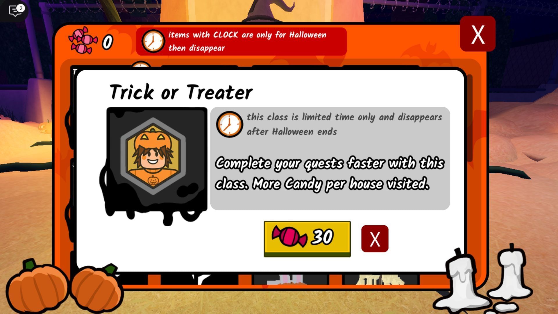 The Trick or Treater Class (Image via Roblox)