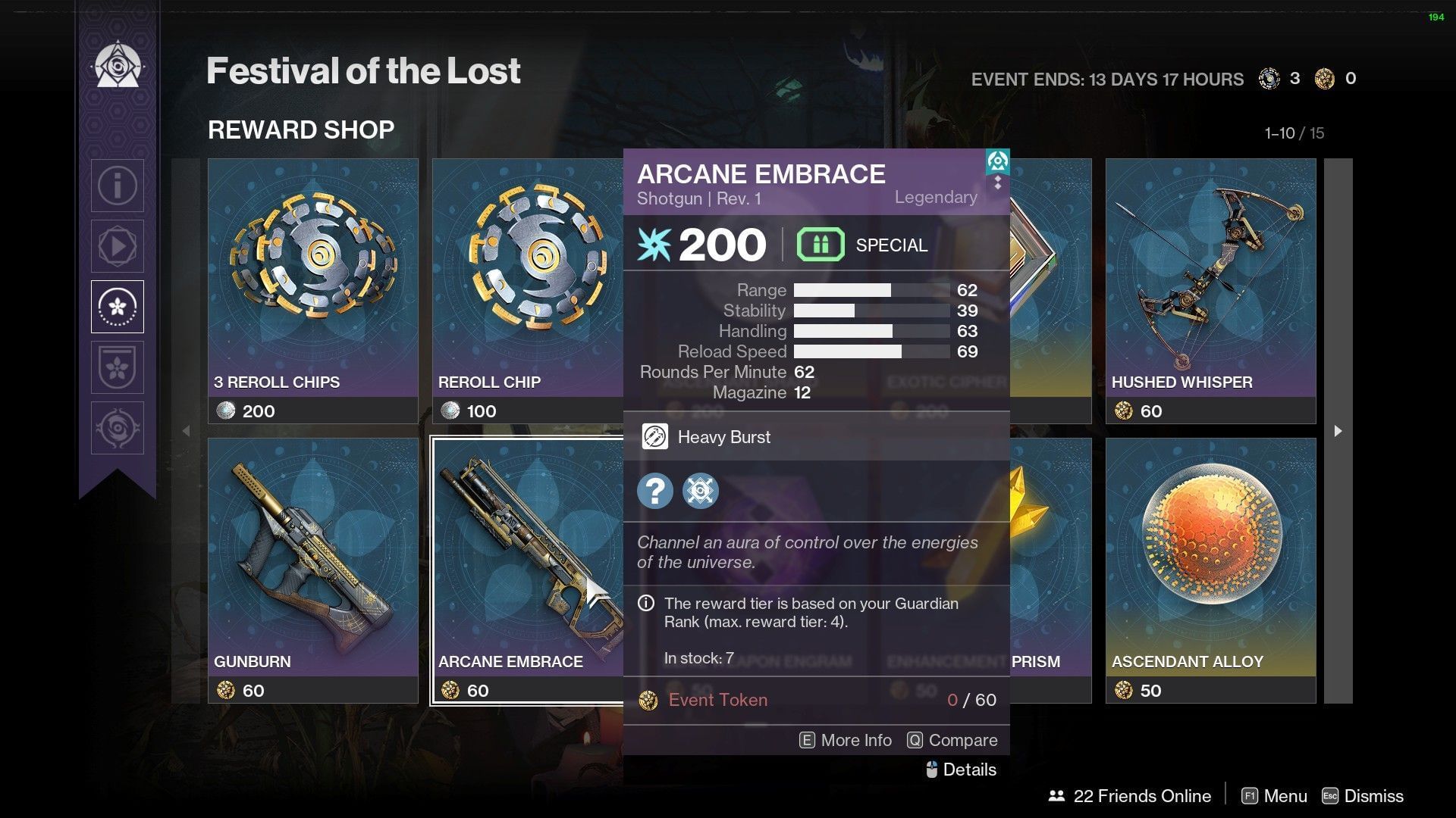 Arcane Embrace in Destiny 2 event Reward Shop (Image via Bungie) 