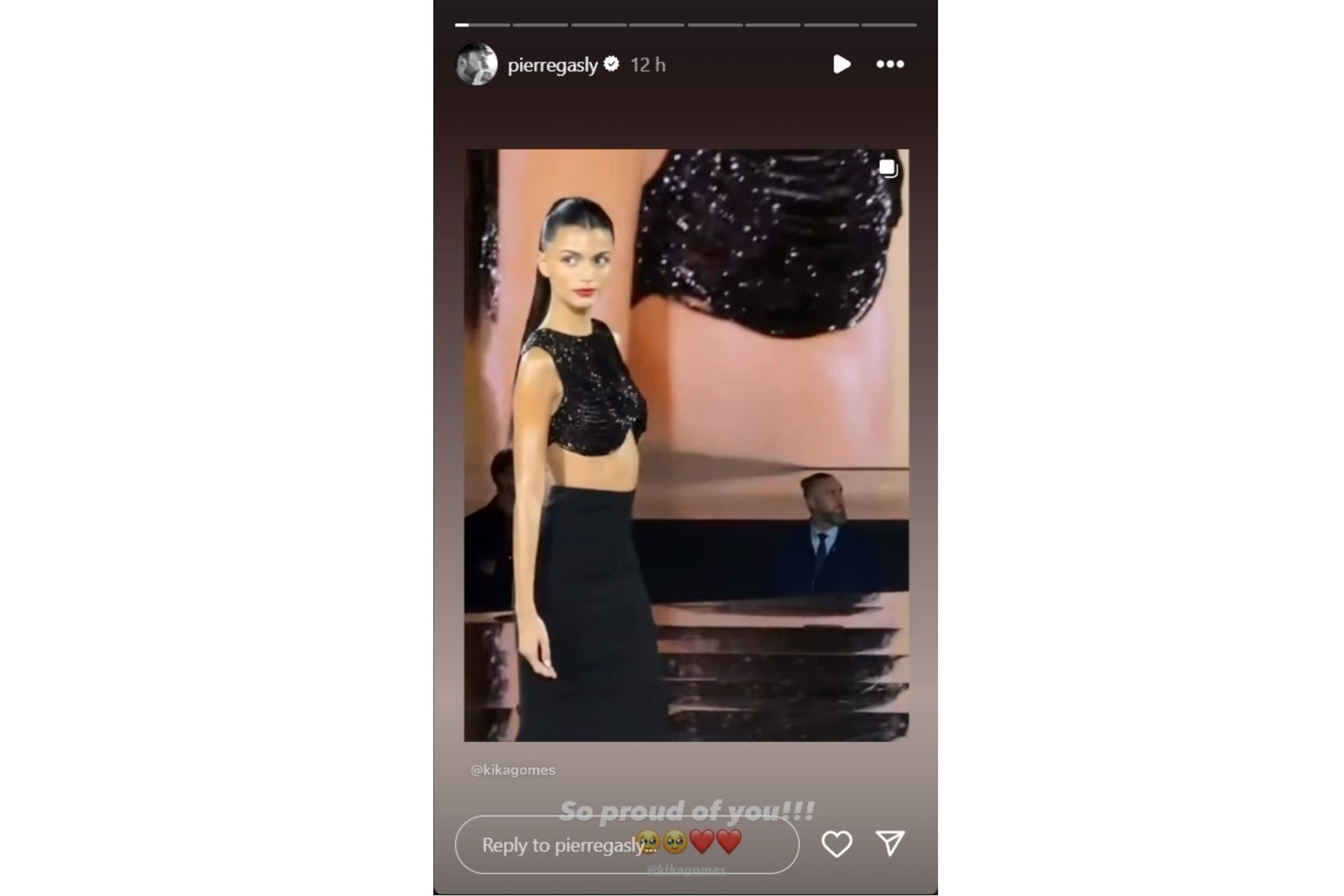 Pierre Gasly appreciates Kika Gomes&#039; appearance at the L&#039;Or&eacute;al Paris event (@pierregasly on Instagram)