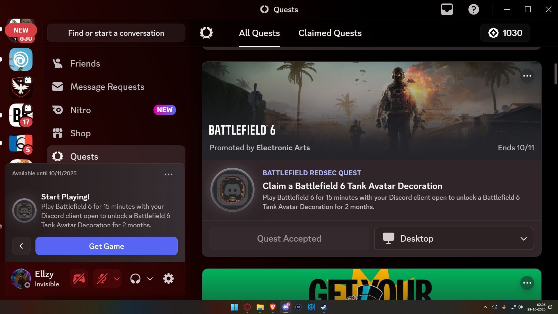 The Battlefield RedSec Discord quest (Image via SK Gaming || Discord)