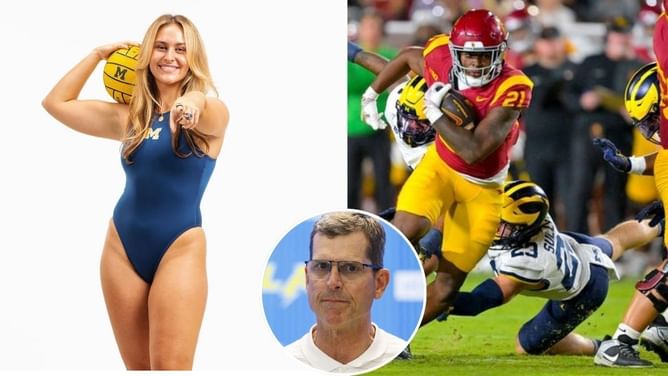 Jim Harbaugh’s daughter Grace dolls up in Michigan blue and yellow as she returns to cheer for Wolverines Week 7 game vs. USC