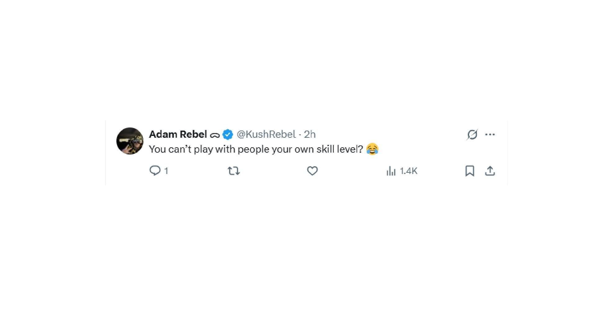 A sarcastic comment from user @KushRebel (Image via X@KushRebel)
