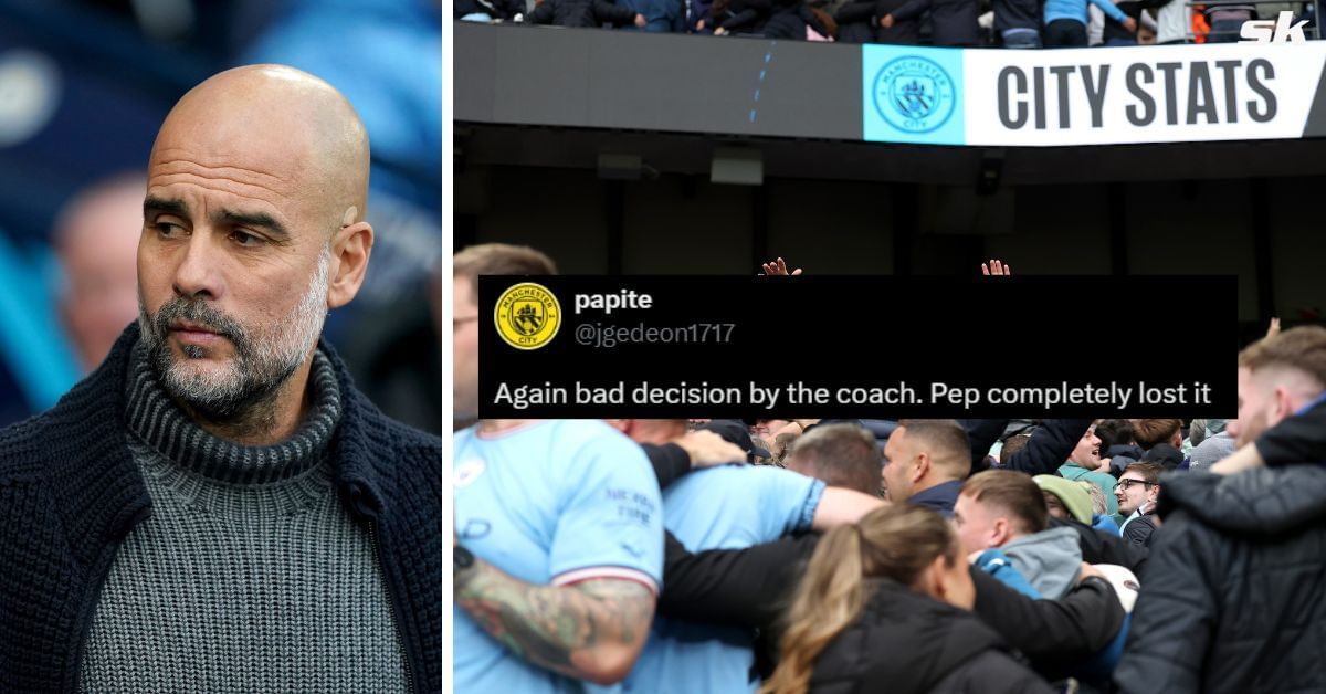 Manchester City fans blame Pep Guardiola for 2-2 draw against Monaco (Source: Both images from Getty, X(@jgedeon17)