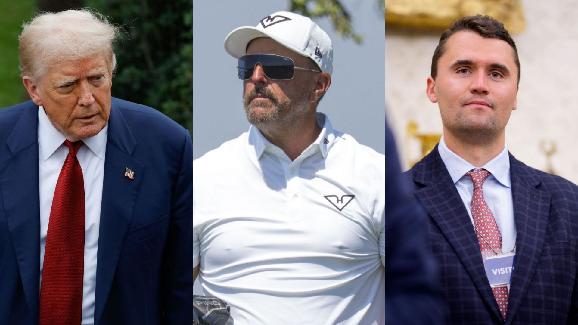 Donald Trump (on left), Phil Mickelson (middle) and Charlie Kirk (on right) / Source: Getty Images