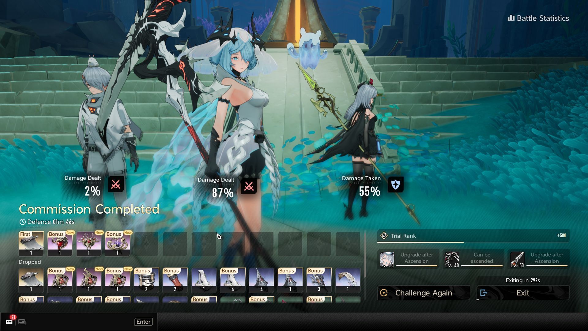 Demon Wedge and EXP reward at the end of the mission (Image via Pan Studio) 