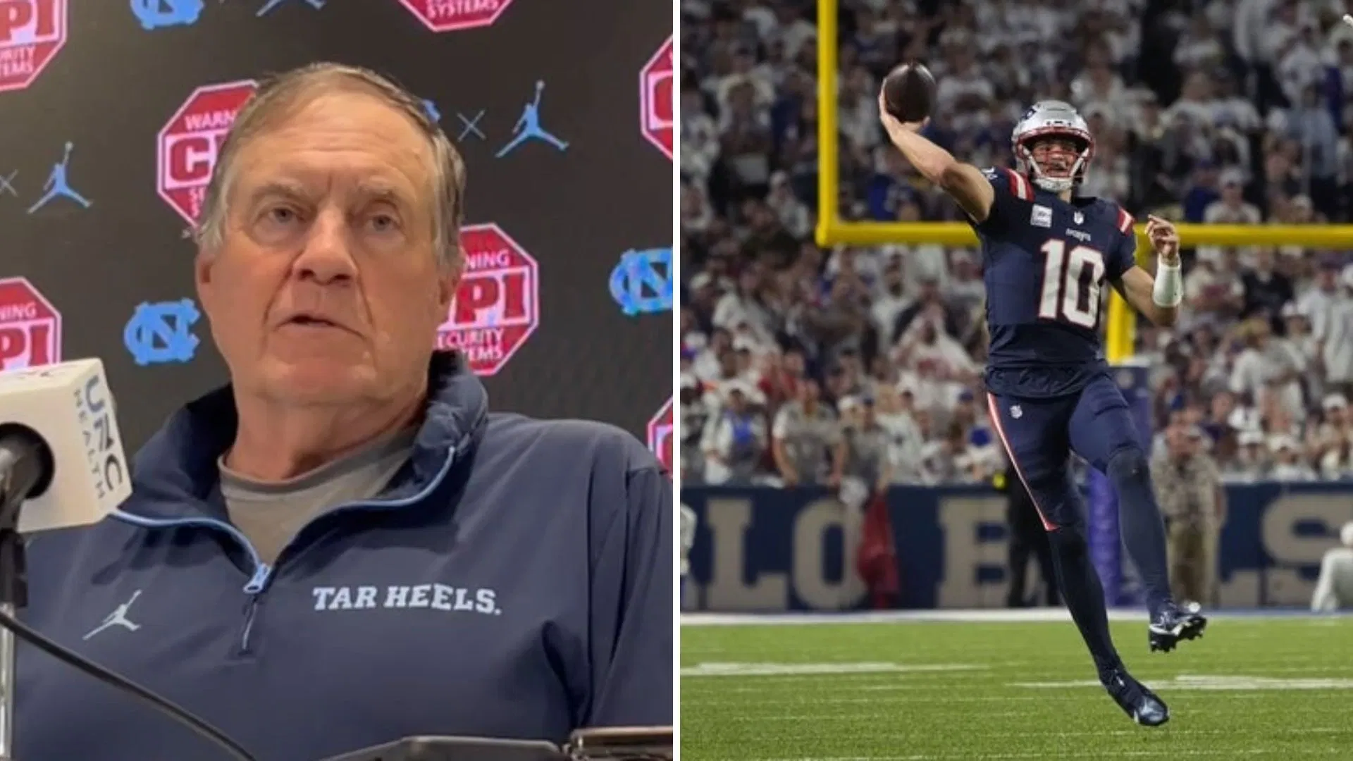 Bill Belichick and Drake Maye (Credits: Imagn)