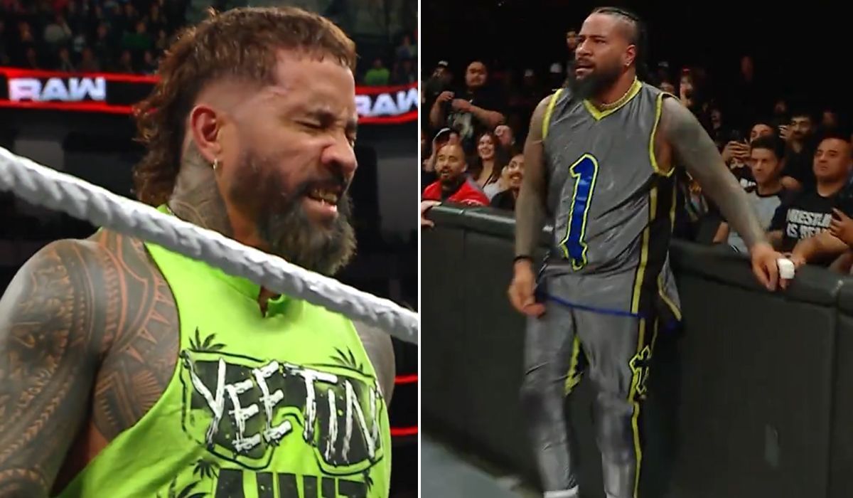 Jey Uso eliminated Jimmy Uso on RAW. [Image credits: WWE on X]