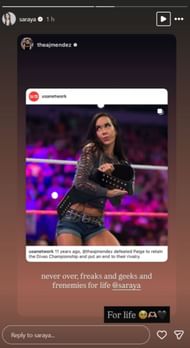 Paige's reply to AJ Lee (Screenshot via @saraya on Instagram stories)