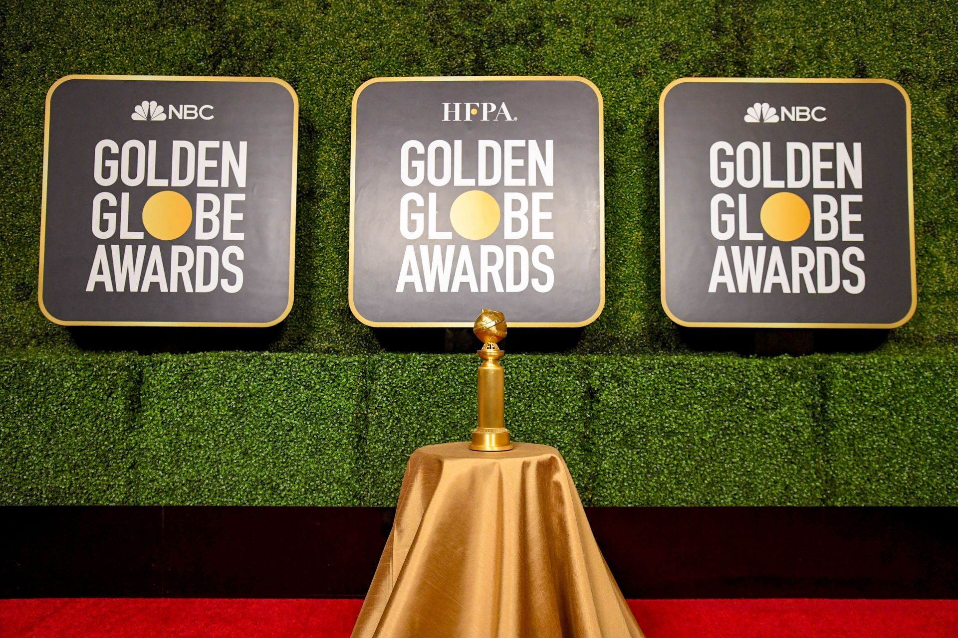  A view of the Golden Globe Trophy on display at The 78th Annual Golden Globe&reg; Awards (Image via Getty)