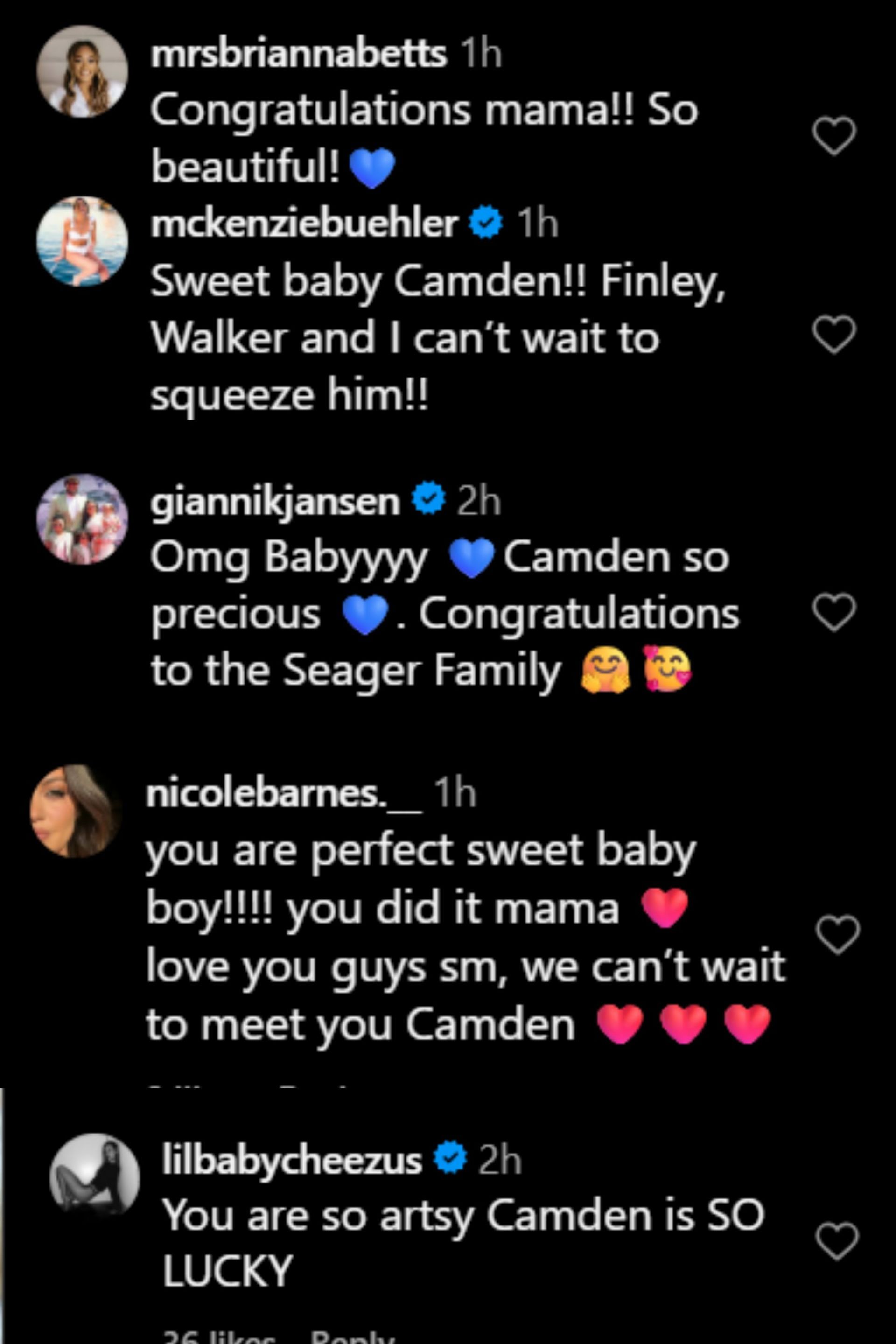 Screenshot of comments [Image Source: Instagram/madyseager]