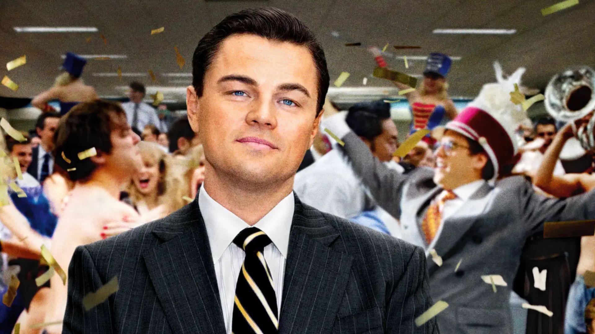 Leonardo DiCaprio portrays Jordan Belfort in The Wolf of Wall Street (Image via Apple TV+) 