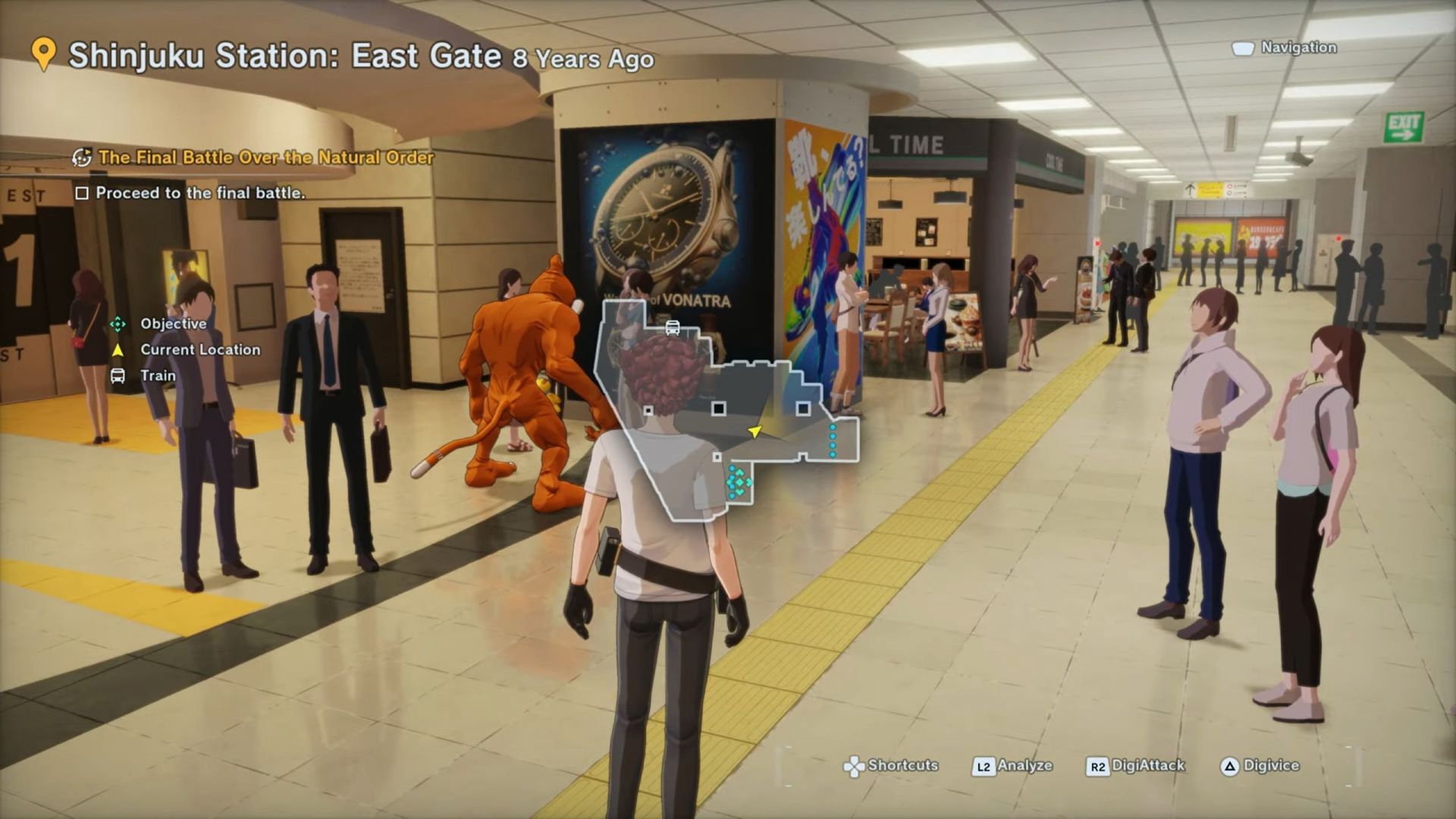 Another Etemon can be found in the eastern Shinjuku underground subway, accessible from the Vision Square area (Image via Bandai Namco Entertainment | Youtube: Ventus SGN)