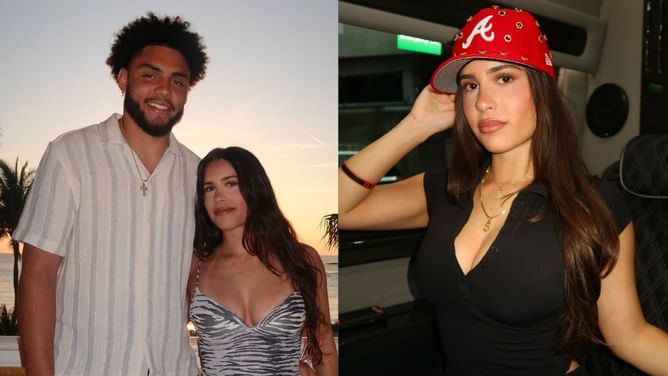 Drake London’s girlfriend Sofia Gabay swoons over Falcons WR while showing off all-black custom outfit for MNF game vs. Bills