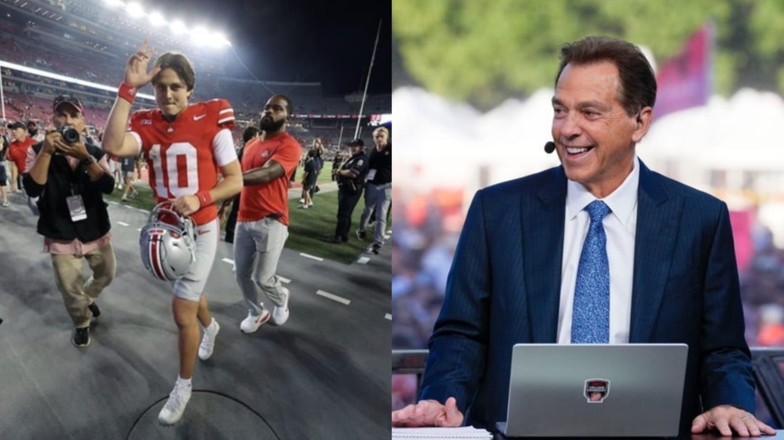 Julian Sayin (L) Nick Saban (R) Image credit: Imagn 