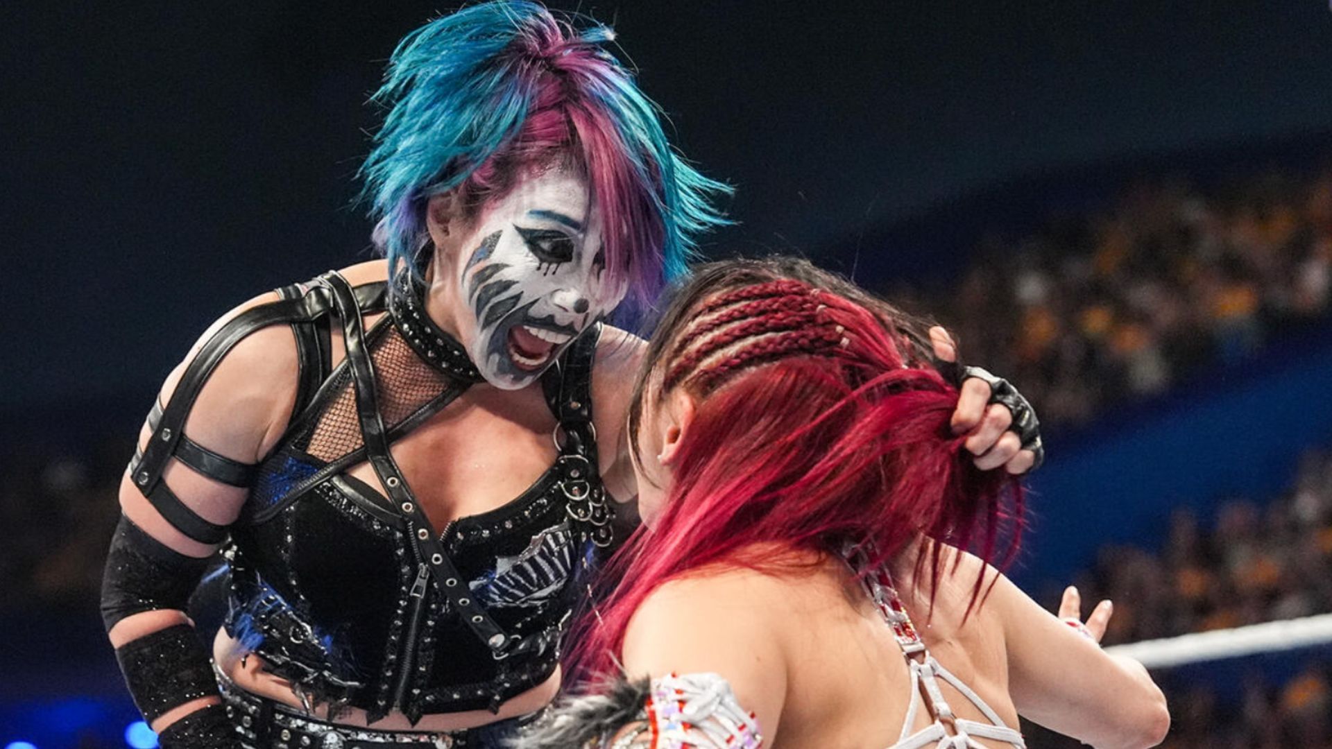 Asuka and IYO SKY at WWE Crown Jewel (Picture credits: WWE.com)