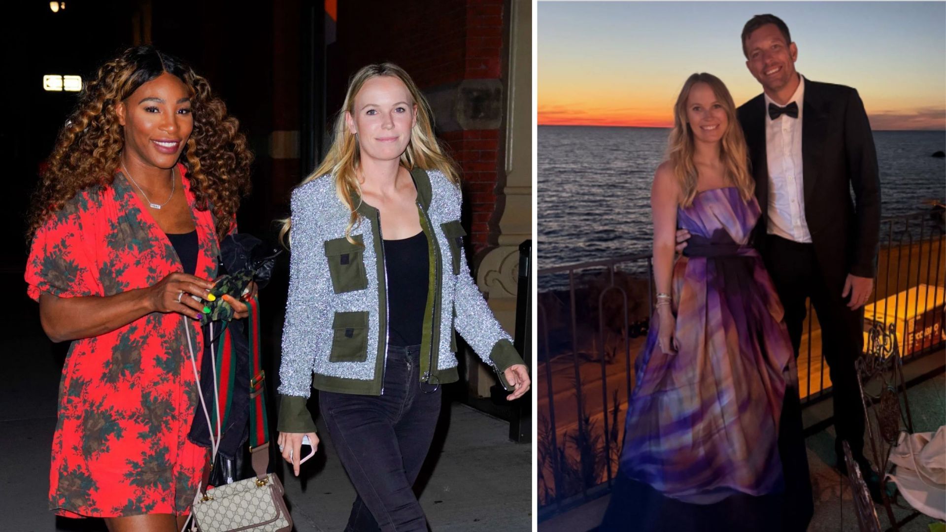 Serena Williams with Caroline Wozniacki [L] and Wozniacki with her husband David Lee [R] | Source: Getty Images/IG:carowozniacki