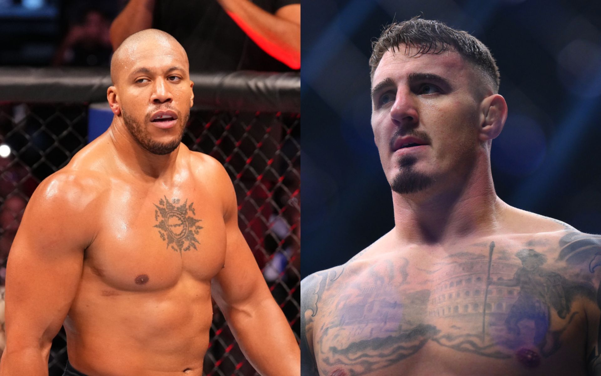 Tom Aspinall (right) addresses Ciryl Gane (left) fight narratives. [Images courtesy: Getty Images]