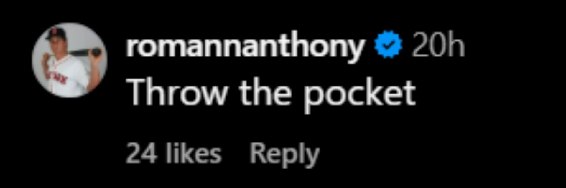 Roman Anthony&#039;s comment [Image Source: Instagram/jackson__holliday7]