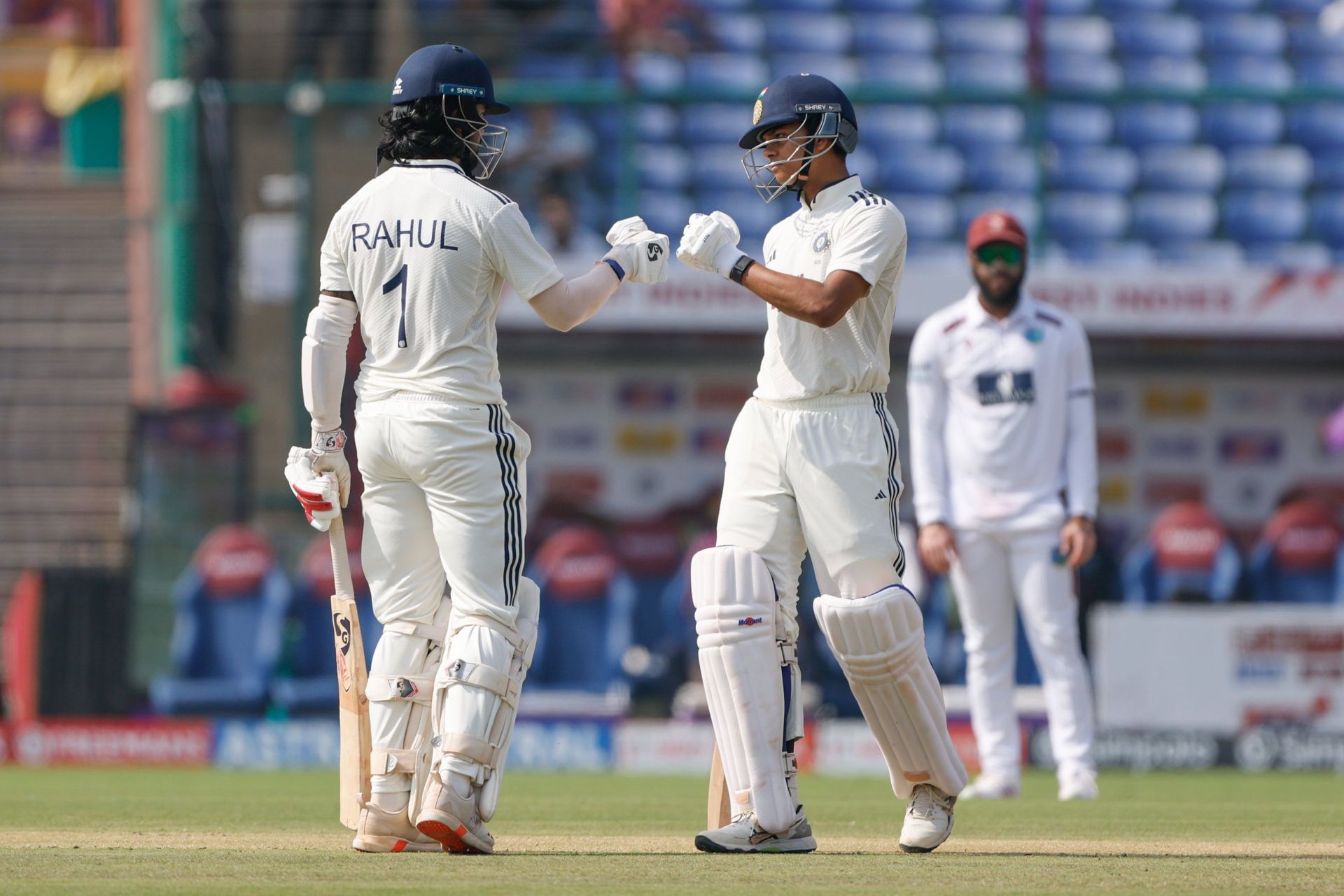 KL Rahul (left) and Yashasvi Jaiswal added 58 runs for the first wicket. [P/C: BCCI/X]