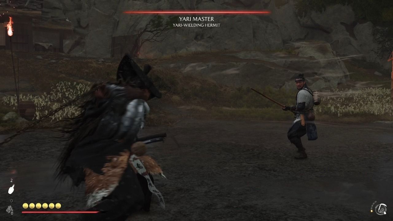 Fighting the Yari Master (Image via Sportskeeda Gaming || Sucker Punch Productions)