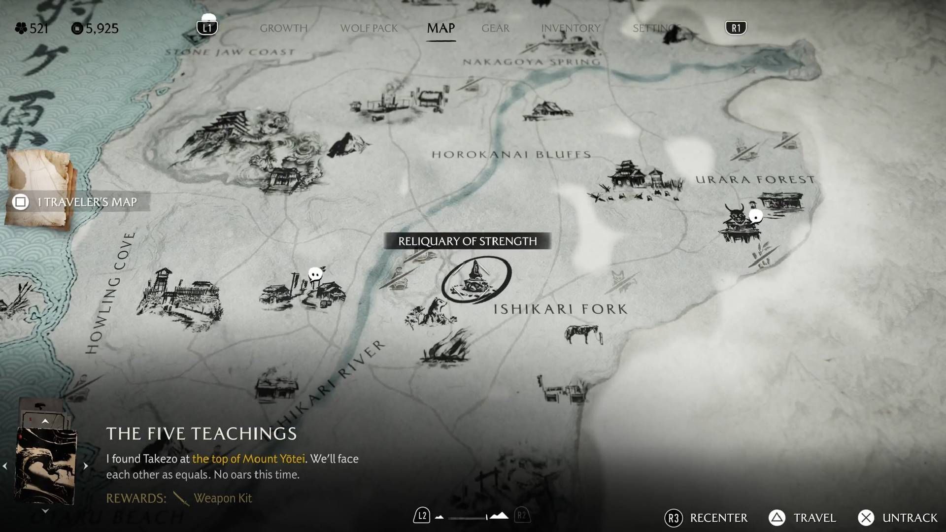 Location of Relinquary of Strength (Image via Sucker Punch Productions || Sportskeeda Gaming)